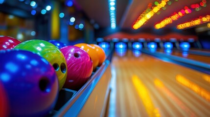 Colorful Bowling Balls on a Lane