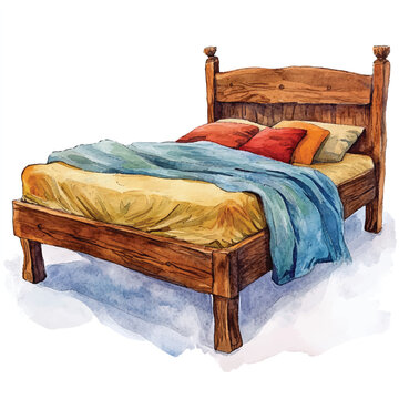 recommend clip art: Bed watercolor clipart illustration  (15)