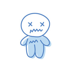 Voodoo doll hand draw doodle vector icon