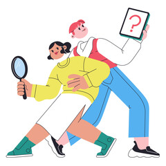 Man and woman teaming up for the search