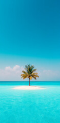 Fototapeta premium Solitary Island with Palm Tree