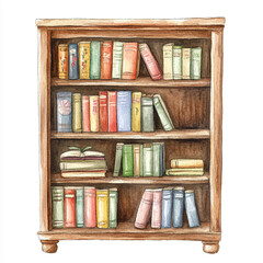 Bookcase watercolor clipart illustration  (15)