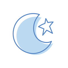 Moon and star hand draw doodle vector icon