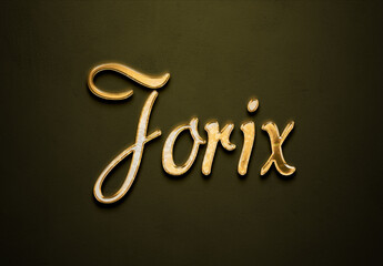 Old gold text effect of futuristic name Jorix with 3D glossy style Mockup.