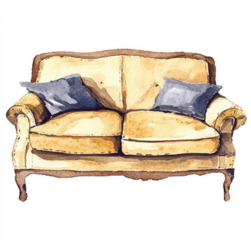 recommend clip art: Couch watercolor clipart illustration  (9)