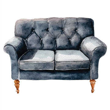 recommend clip art: Couch watercolor clipart illustration  (13)
