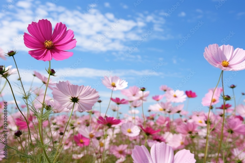 Poster Cosmos field landscape nature backgrounds.