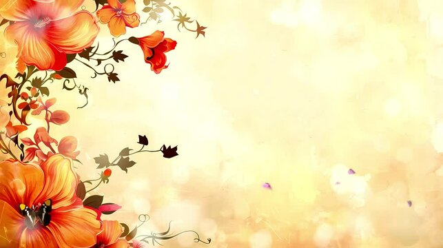 autumn background with leaves and butterflies. background footage 4k