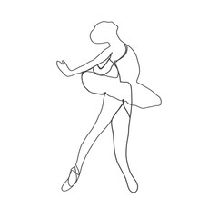 Illustration. A drawing in the form of a continuous line. Ballerina