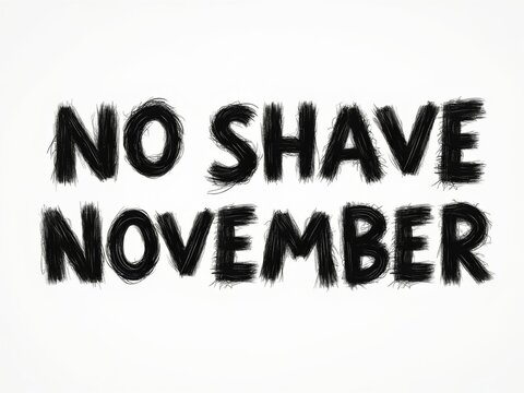 The words "No Shave November" creatively arranged from strands of dark hair on a white background, symbolizing the men&rsquo;s health movement.