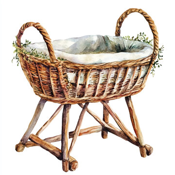 recommend clip art: Cradle watercolor clipart illustration  (8)
