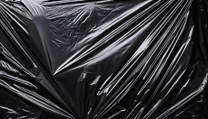 texture arrière-plan film plastique froissé sur fond noir