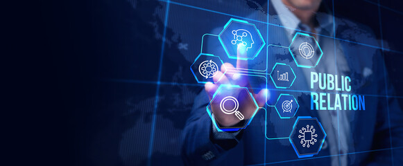 PR Public relations concept. Communication advertising marketing strategy.