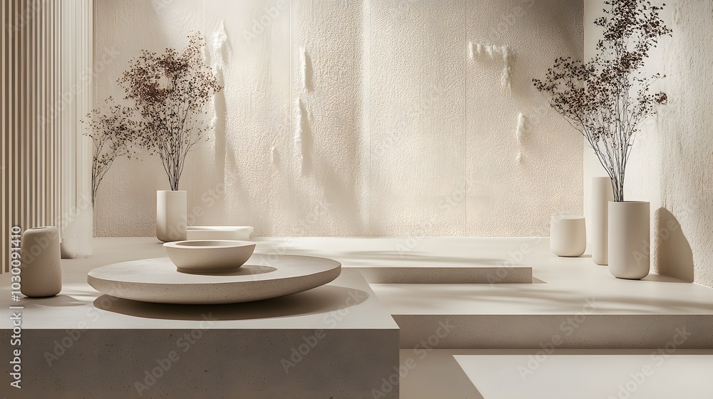 Poster 18. **a tranquil void with subtle texture, providing a refined setting for the product display.