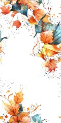 Vibrant autumn leaves watercolor corner design