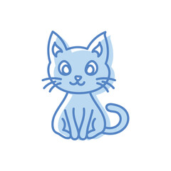 Black cat hand draw doodle vector icon