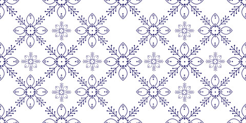 Geometric floral seamless patterns in minimal style. Flowers vintage White and blue vector seamless background. Damask graphic ornaments for print, wallpaper, textile, scrap paper, tiles. Vector