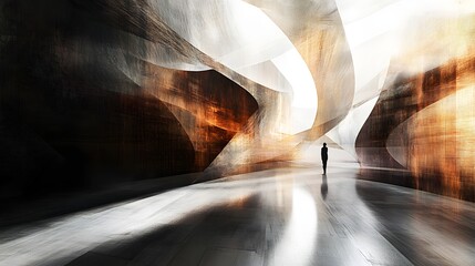 19. **An expansive abstract space with a harmonious interplay of light and shadow around the product.