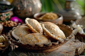 Pitha, Traditional Bangladesh Rice Cakes made with Rice Flour, Coconut