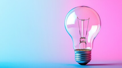 Glowing Glass Lightbulb Symbolizing Bright Idea and Innovation in Colorful Backdrop
