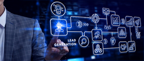 Lead Generation. Finding and identifying customers for your business products or services. Finance concept.