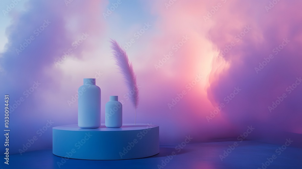 Poster 143. **an ethereal backdrop with subtle gradients creating a serene space for showcasing the product