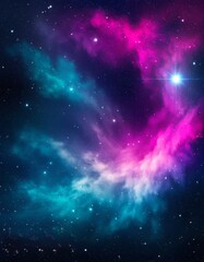 Naklejka premium Beautiful purple blue space background. Sci-fi cosmic wallpaper.