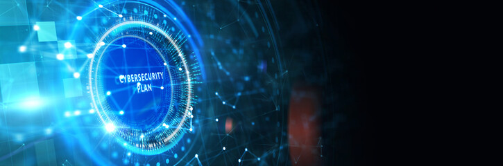 Cyber security data protection business technology privacy concept. CYBERSECURITY PLAN. 3d illustration