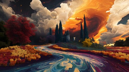 147. **A dreamy landscape of swirling colors that enhance the elegance of the product.