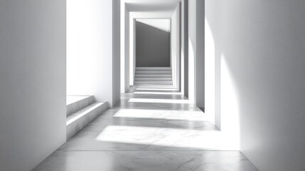 Obraz premium Minimalist White Hallway with Light and Shadow