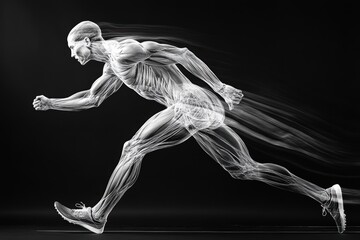 Obraz premium Dynamic Human Anatomy in Motion Exploring the Intersection of Art and Sport Through Innovative Visualization Techniques