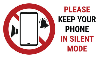 Keep your phone in silent mode vector sign isolated on white background