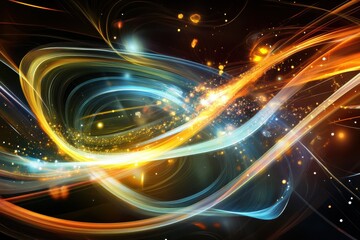 Fototapeta premium Exploring the Dynamic Fusion of Colors and Light in Abstract Digital Art Representations of Energy and Motion