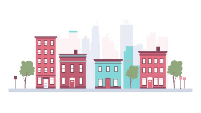 Footage of Cityscape Landscape with Modern City Skyscraper Buildings