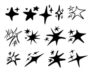Burst star set cartoon doodle vector