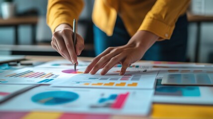 Obraz premium Analyzing Market Trends Through Digital Data Visualization in Finance and Business