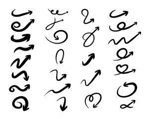 arrow style line art set cartoon doodle vector