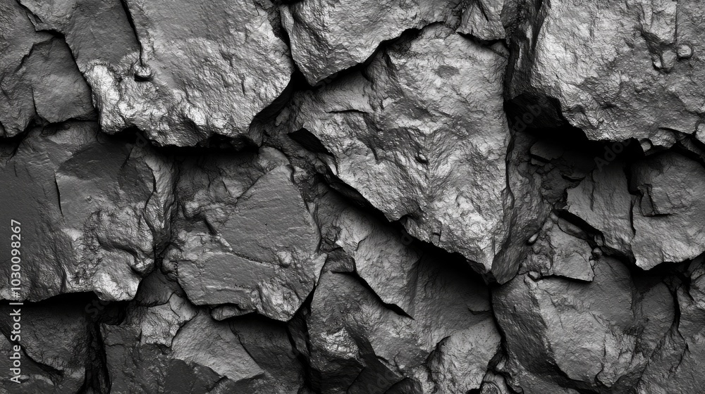 Poster close-up of a rough, textured, dark gray rock surface. the texture is uneven and consists of many sm