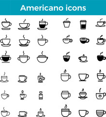 Americano icon coffee espresso with water Italian style brew gourmet beverage vector cafe illustration
