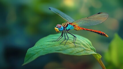 Dragonfly Perched on a Leaf