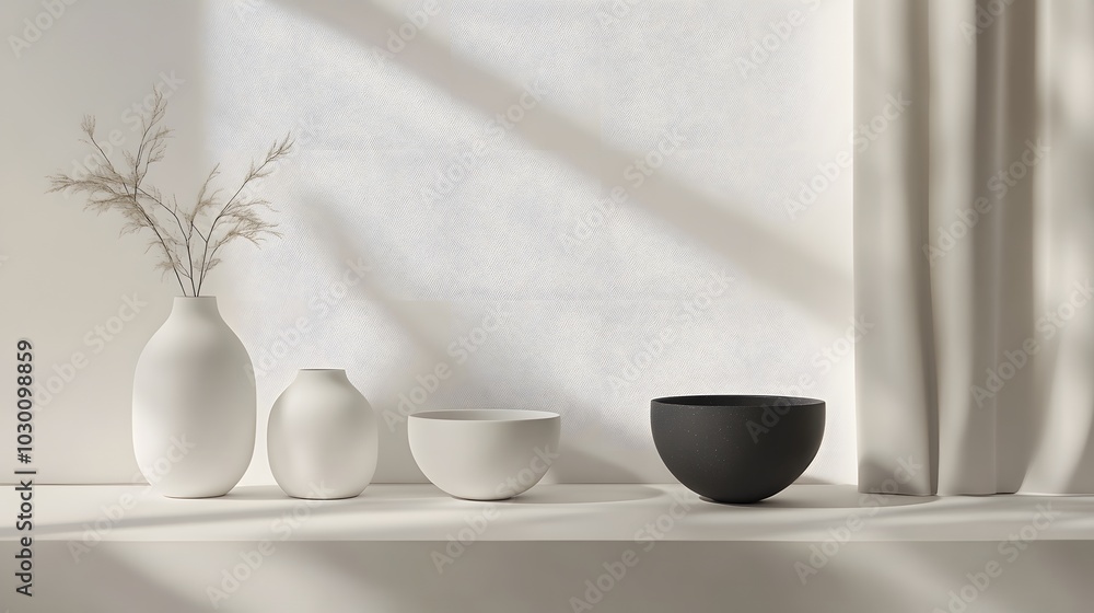 Poster 132. **a minimalist scene with gentle curves enhancing the product is visual interest.