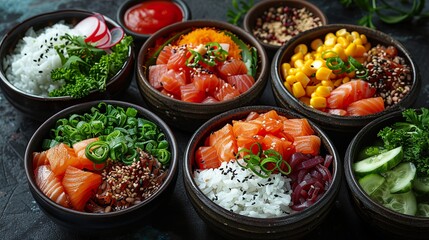 Delicious Salmon Poke Bowls with Fresh Ingredients