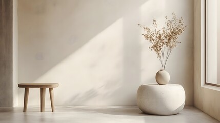 132. **A minimalist scene with gentle curves enhancing the product is visual interest.