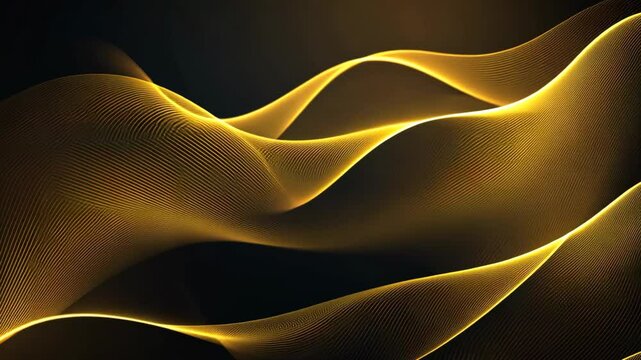 gold wave light dynamic floating moving on dark background