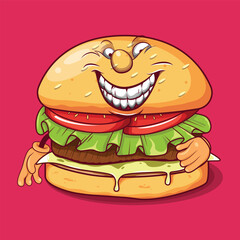 Angry Burger Mascot Cartoon Character