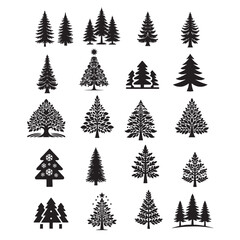 Obraz premium Silhouette Pine Tree Illustration