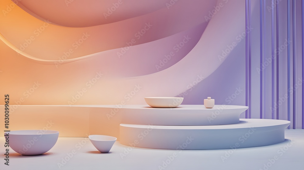 Poster 134. **a soft gradient backdrop creating a serene atmosphere for the product display.