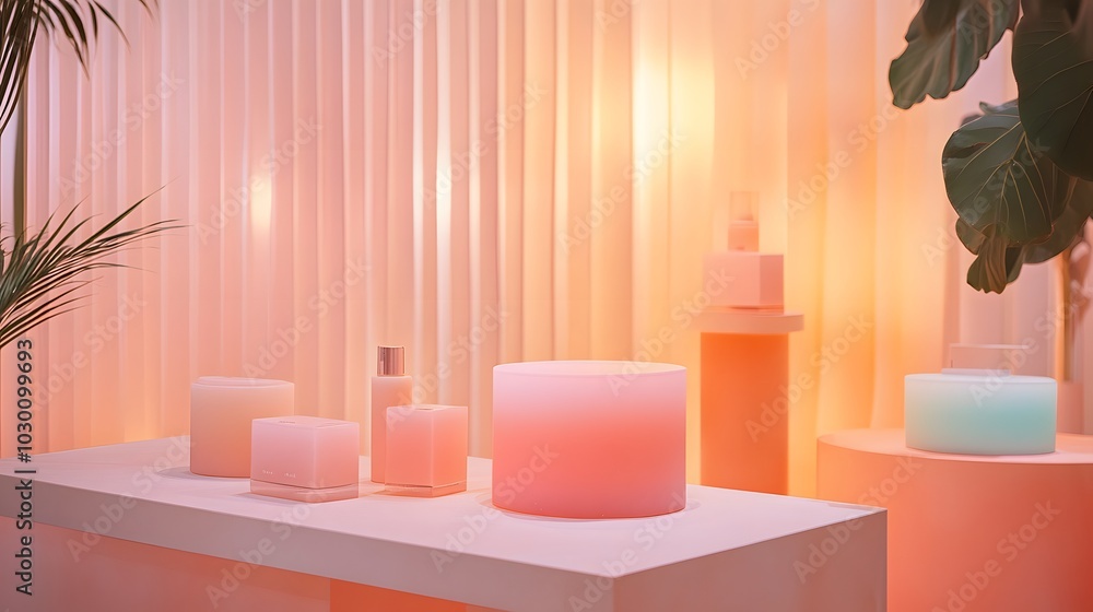 Poster 134. **a soft gradient backdrop creating a serene atmosphere for the product display.