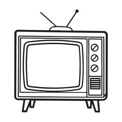 Television vector silhouette image of a table on a white background