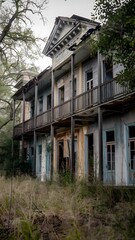 Fototapeta premium Exterior of an abandoned colonial house